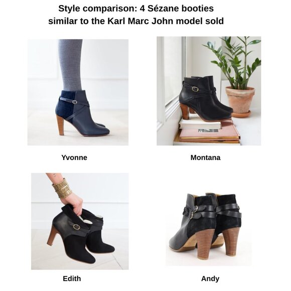 Sz10 🇫🇷 Sezane-inspired Black Leather & Suede Heeled Ankle Boots - Picture 10 of 10